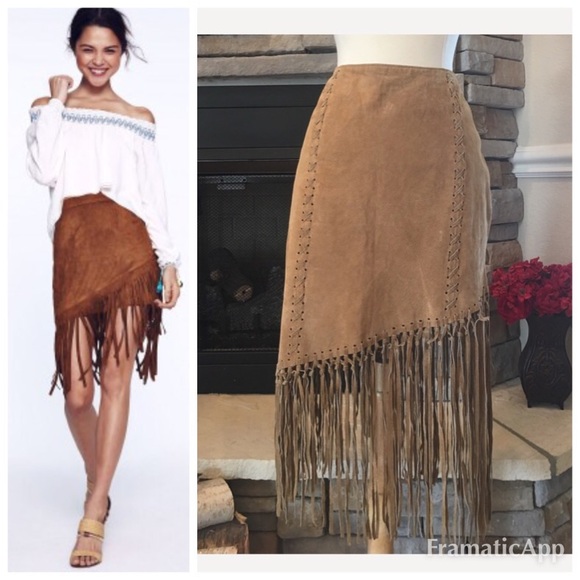 Wet Seal Dresses & Skirts - ❤️SALE❤️Vintage Suede Asymmetrical Fringe skirt